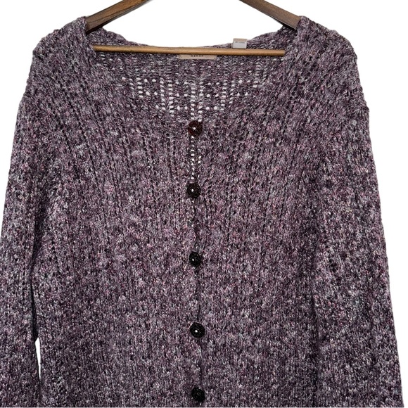 I.e. Women’s Knitted Button Front Pocket Cardigan Scalloped Hem Purple Sz 1X - Picture 3 of 9